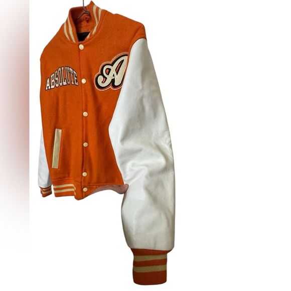 Absolute Streetwear Men’s S Orange & White Varsity Letterman Jacket MINT - Picture 2 of 8